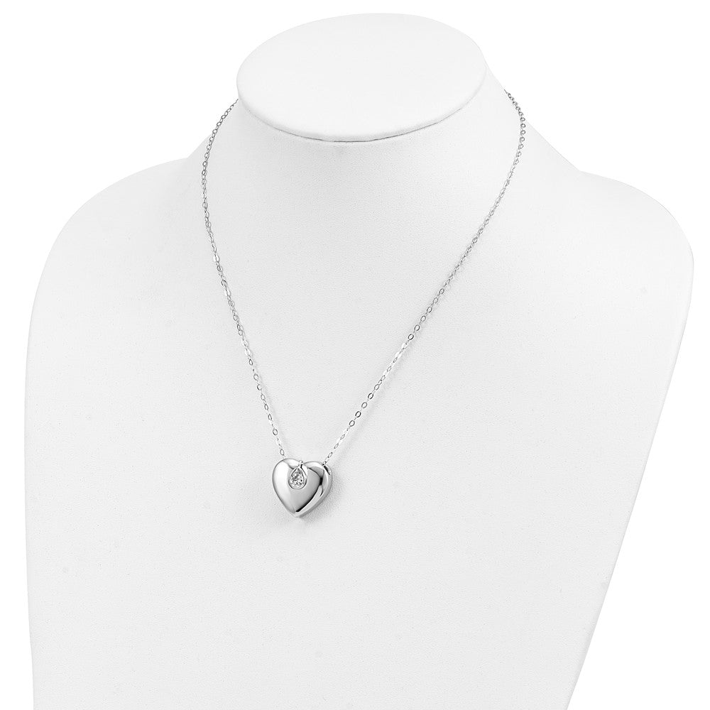 Sentimental Expressions 925 Sterling Silver Rhodium CZ Missing You Ash Holder Necklace 18 Inches x 22 mm