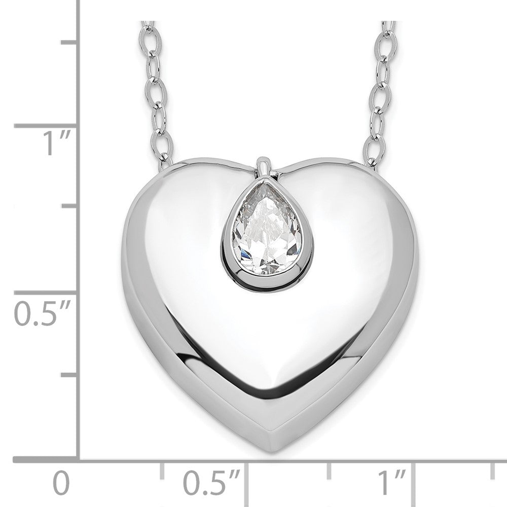 Sentimental Expressions 925 Sterling Silver Rhodium CZ Missing You Ash Holder Necklace 18 Inches x 22 mm