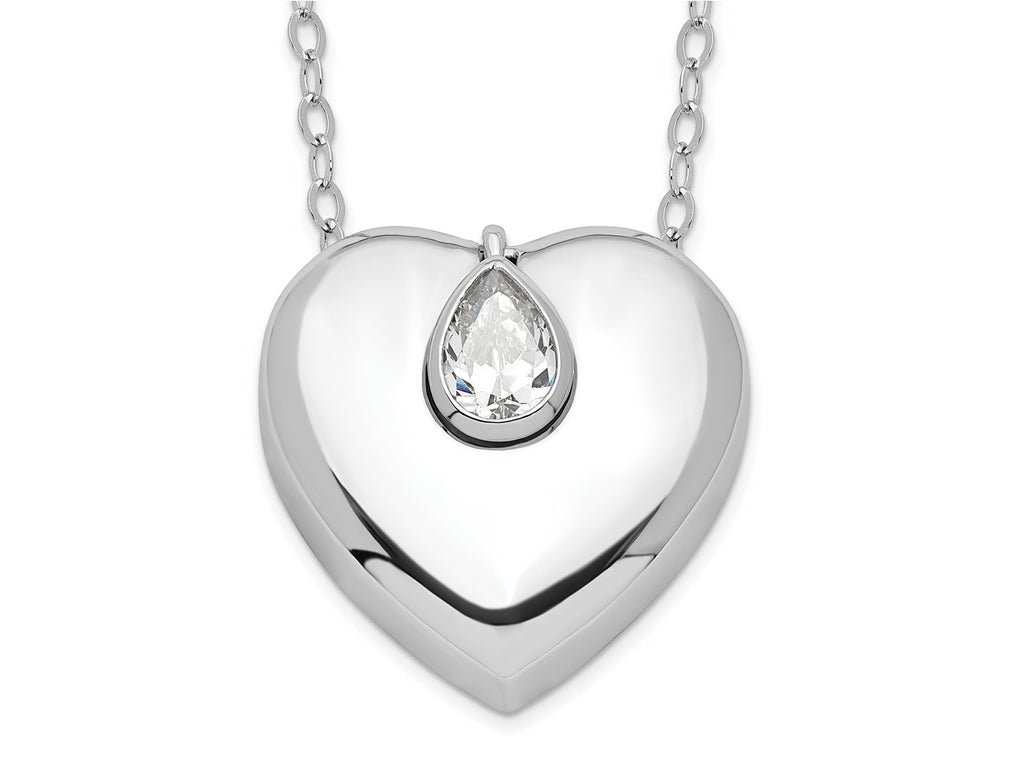 Sentimental Expressions 925 Sterling Silver Rhodium CZ Missing You Ash Holder Necklace 18 Inches x 22 mm