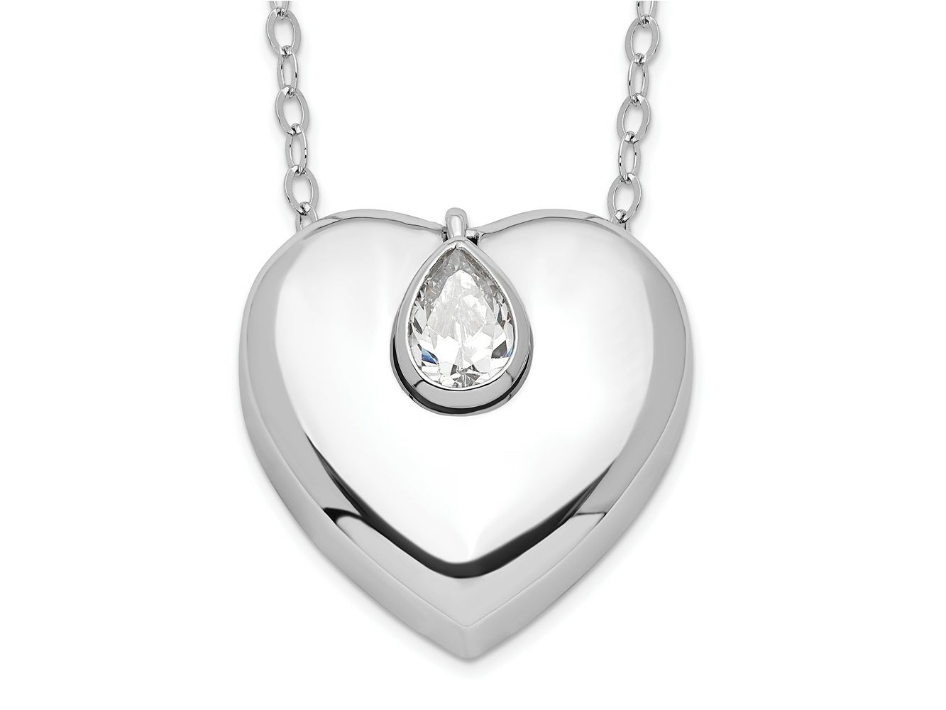 Sentimental Expressions 925 Sterling Silver Rhodium CZ Missing You Ash Holder Necklace 18 Inches x 22 mm
