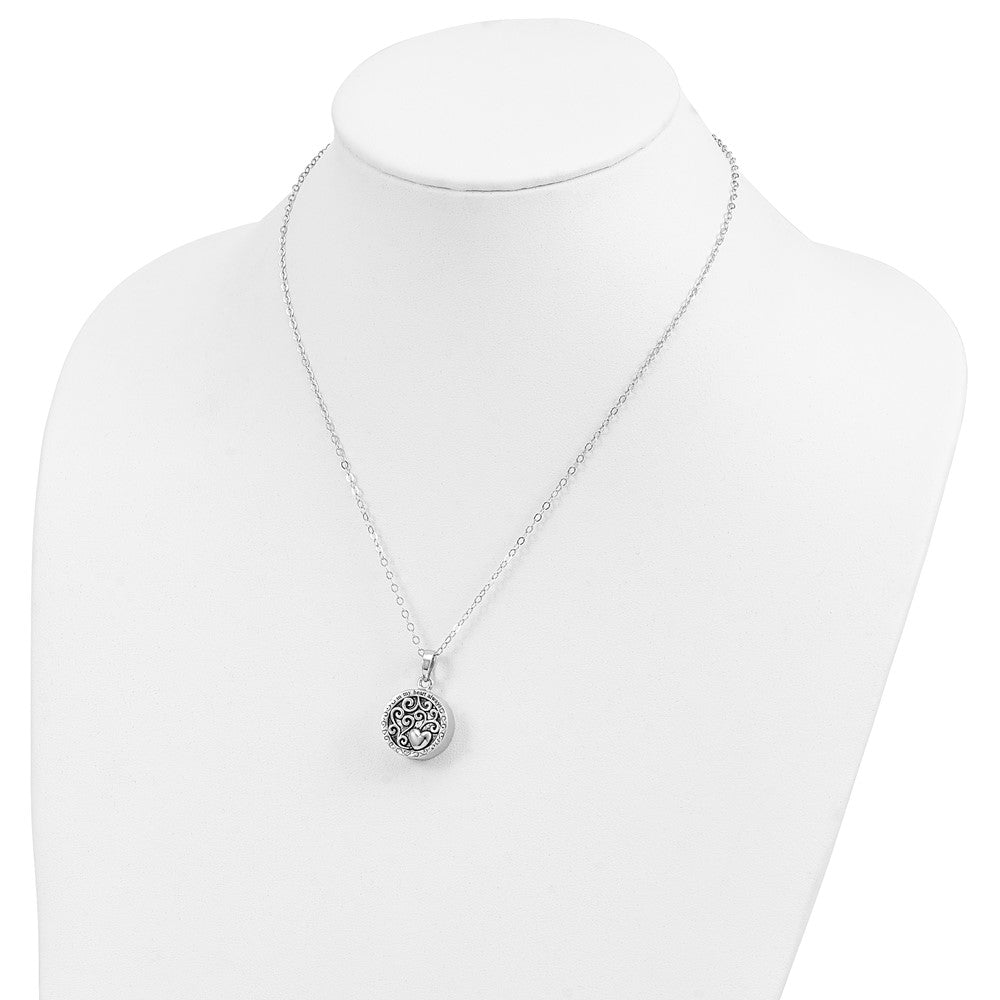 Sentimental Expressions 925 Sterling Silver Rhodium Antiqued In My Heart Ash Holder Necklace 18 Inches x 19 mm