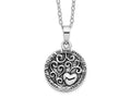 Sentimental Expressions 925 Sterling Silver Rhodium Antiqued In My Heart Ash Holder Necklace 18 Inches x 19 mm