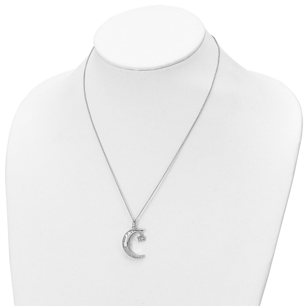 Sentimental Expressions 925 Sterling Silver Cable CZ Antiqued Family Of Stars Necklace 18 Inches x 18 mm