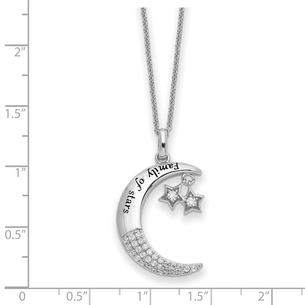 Sentimental Expressions 925 Sterling Silver Cable CZ Antiqued Family Of Stars Necklace 18 Inches x 18 mm