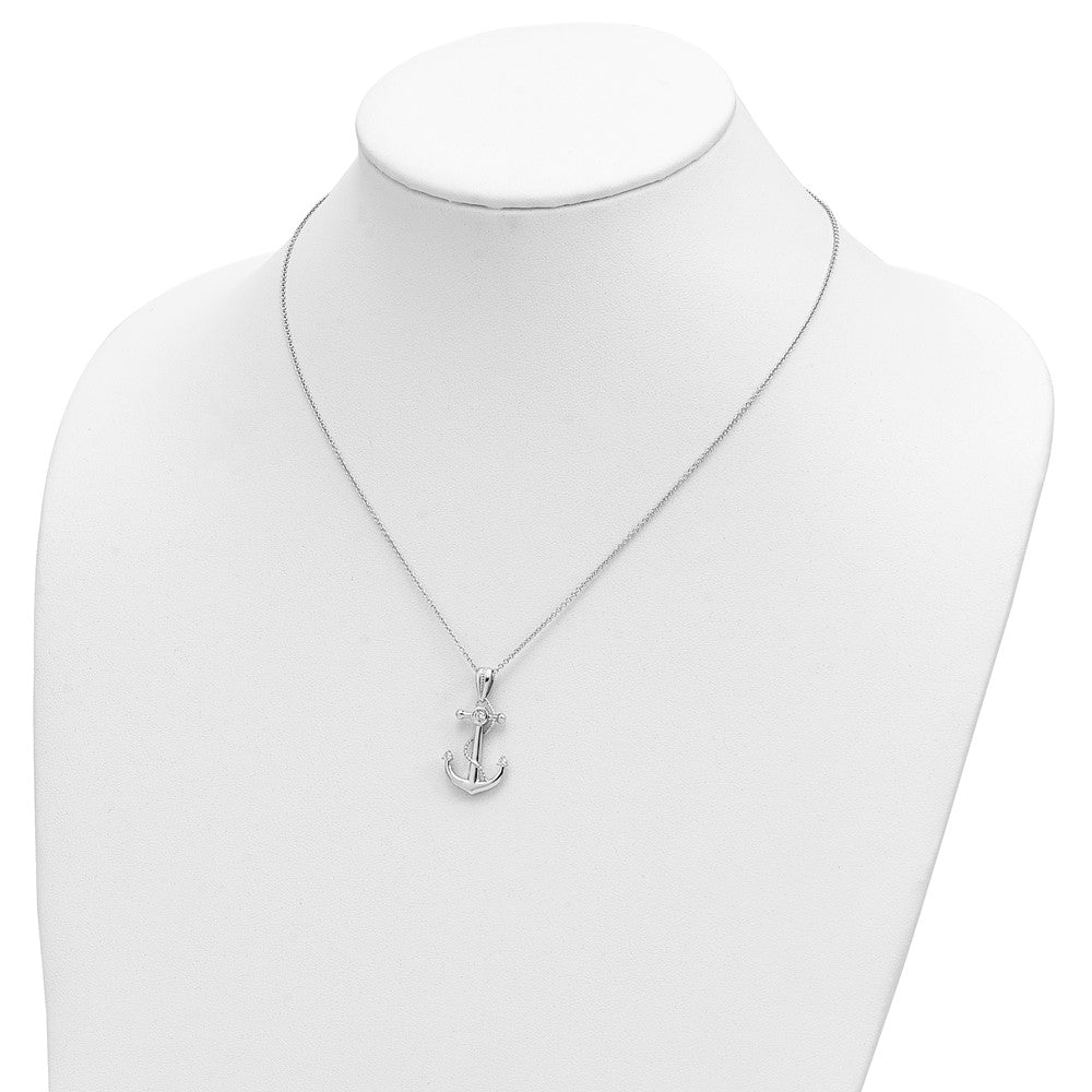 Sentimental Expressions 925 Sterling Silver  CZ My Mother My Anchor Necklace 18 Inches x 15 mm
