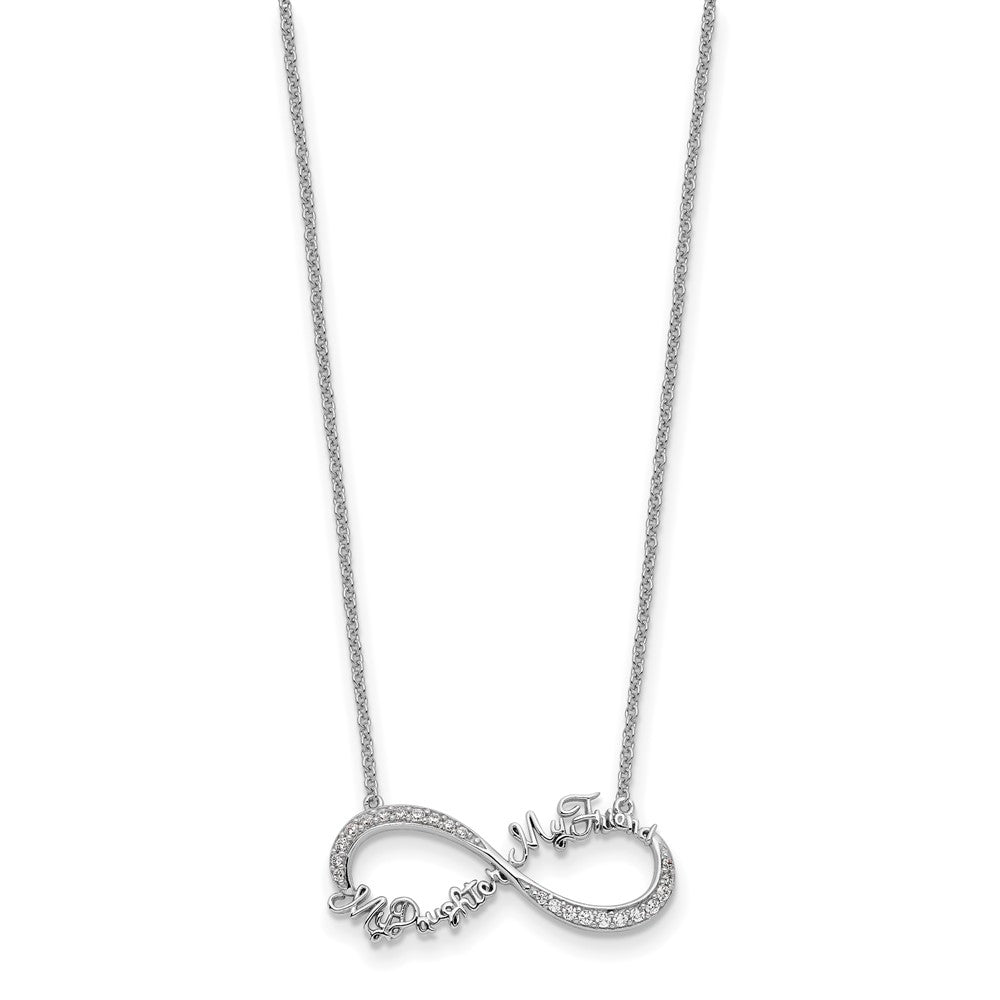Sentimental Expressions 925 Sterling Silver  CZ My Daughter My Friend Necklace 18 Inches x 27 mm
