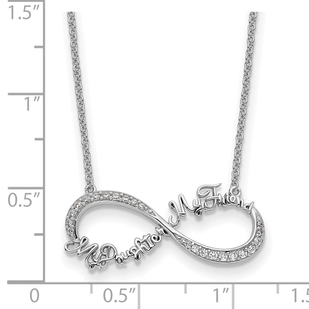 Sentimental Expressions 925 Sterling Silver  CZ My Daughter My Friend Necklace 18 Inches x 27 mm