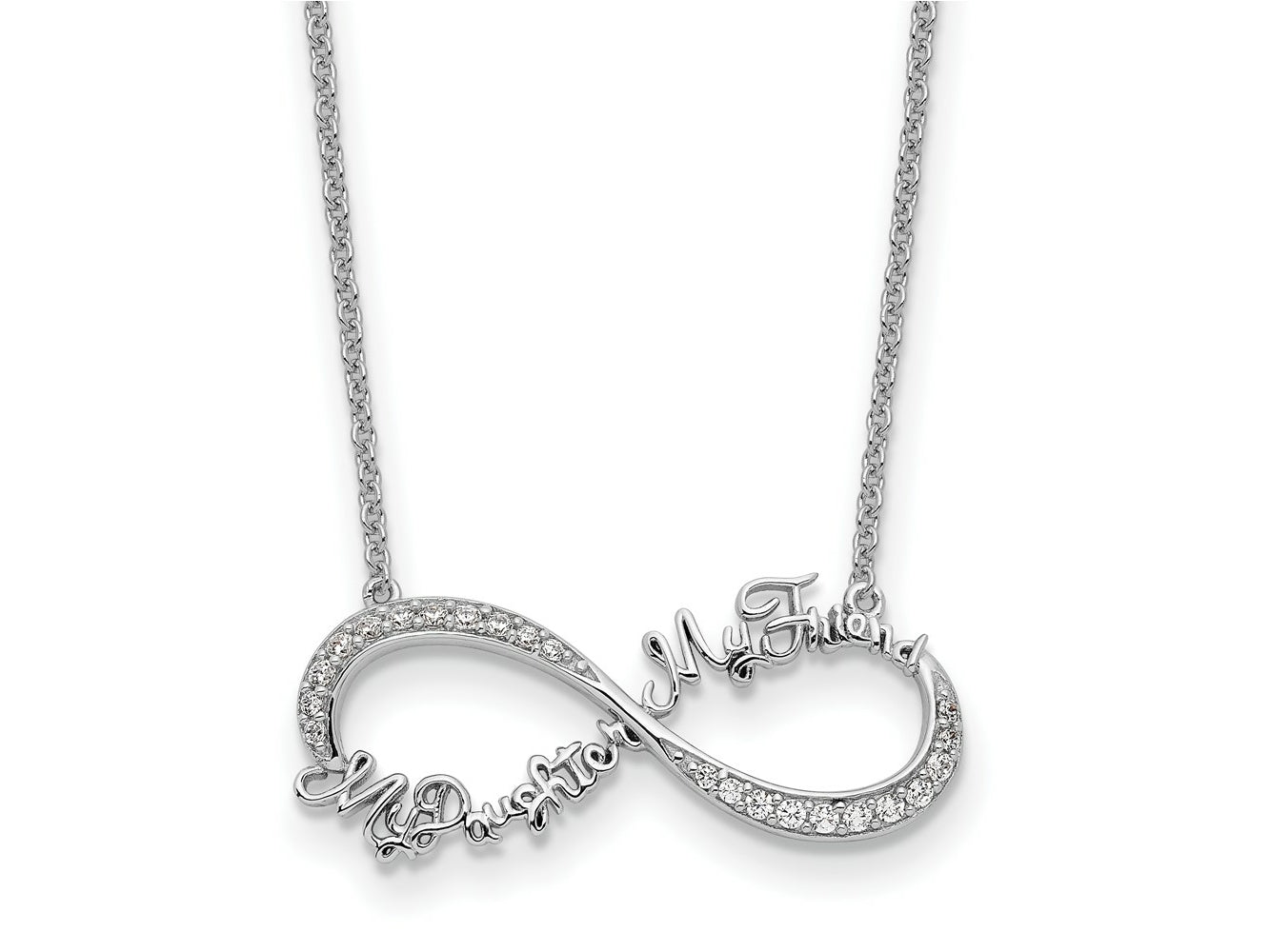 Sentimental Expressions 925 Sterling Silver  CZ My Daughter My Friend Necklace 18 Inches x 27 mm