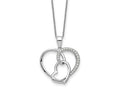 Sentimental Expressions 925 Sterling Silver Rhodium Plated CZ Together In Love Necklace 18 Inches x 26 mm