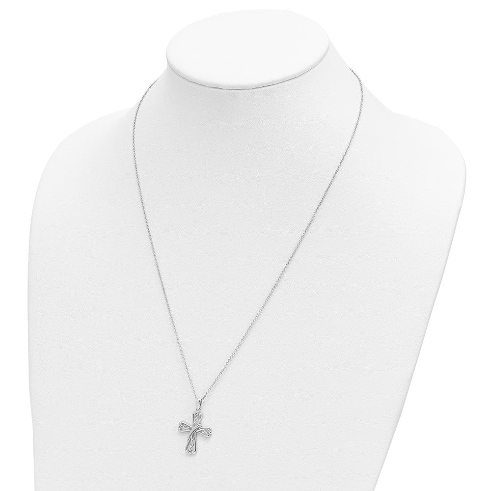 Sentimental Expressions 925 Sterling Silver Cable  Love Never Fails Cross 22in Necklace 22 Inches x 19 mm