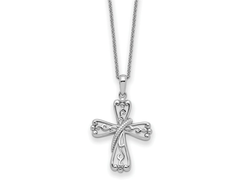 Sentimental Expressions 925 Sterling Silver Cable  Love Never Fails Cross 22in Necklace 22 Inches x 19 mm