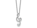 Sentimental Expressions 925 Sterling Silver Cable Rhodium Plated CZ Music Necklace 18 Inches x 10 mm