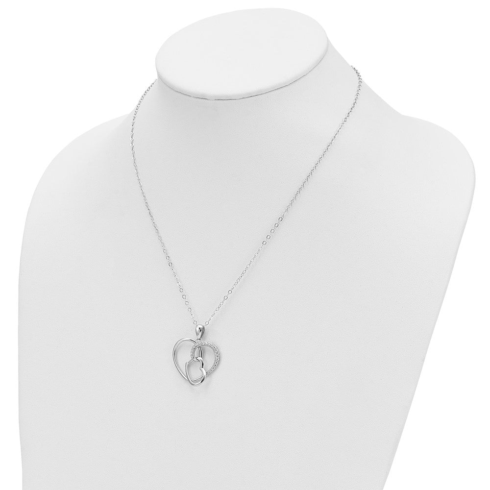 Sentimental Expressions 925 Sterling Silver Cable CZ Antiqued Love You To Pieces Necklace 18 Inches x 26 mm