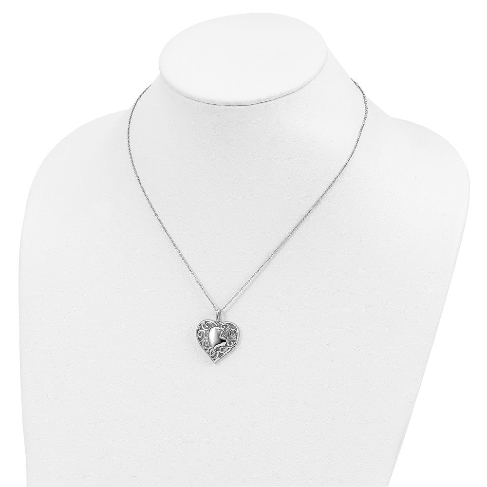 Sentimental Expressions 925 Sterling Silver Cable CZ Antiqued Soul Sister Heart Necklace 18 Inches x 23 mm