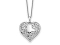 Sentimental Expressions 925 Sterling Silver Cable CZ Antiqued Soul Sister Heart Necklace 18 Inches x 23 mm