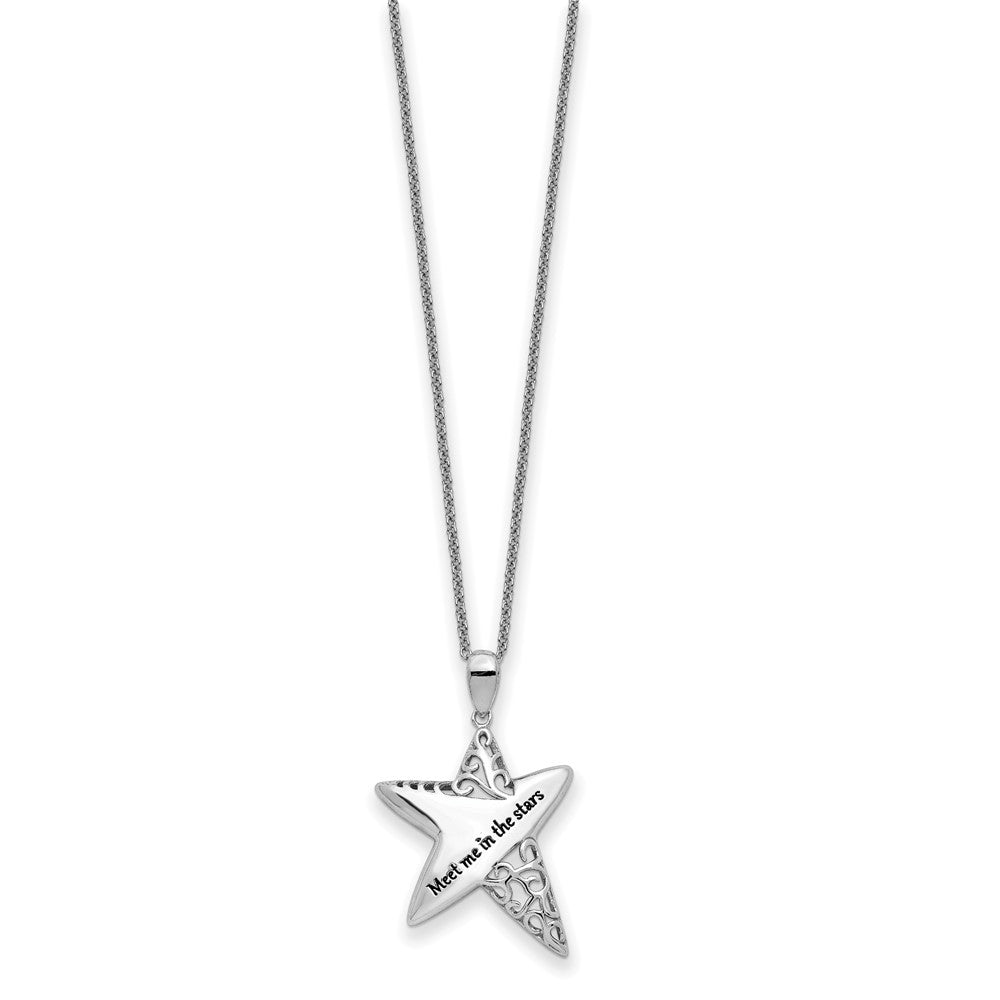 Sentimental Expressions 925 Sterling Silver Cable  Antiqued Meet Me in the Stars Necklace 18 Inches x 20 mm