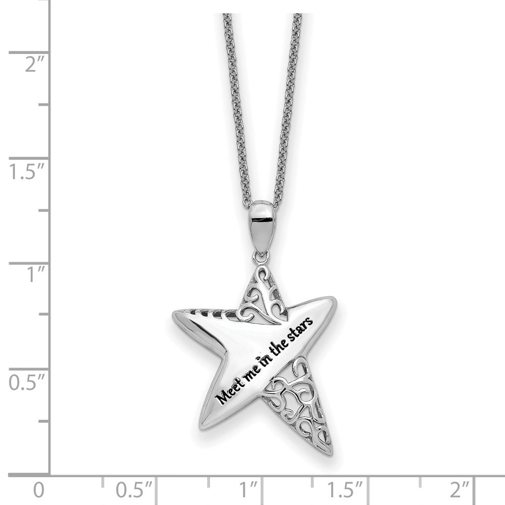 Sentimental Expressions 925 Sterling Silver Cable  Antiqued Meet Me in the Stars Necklace 18 Inches x 20 mm