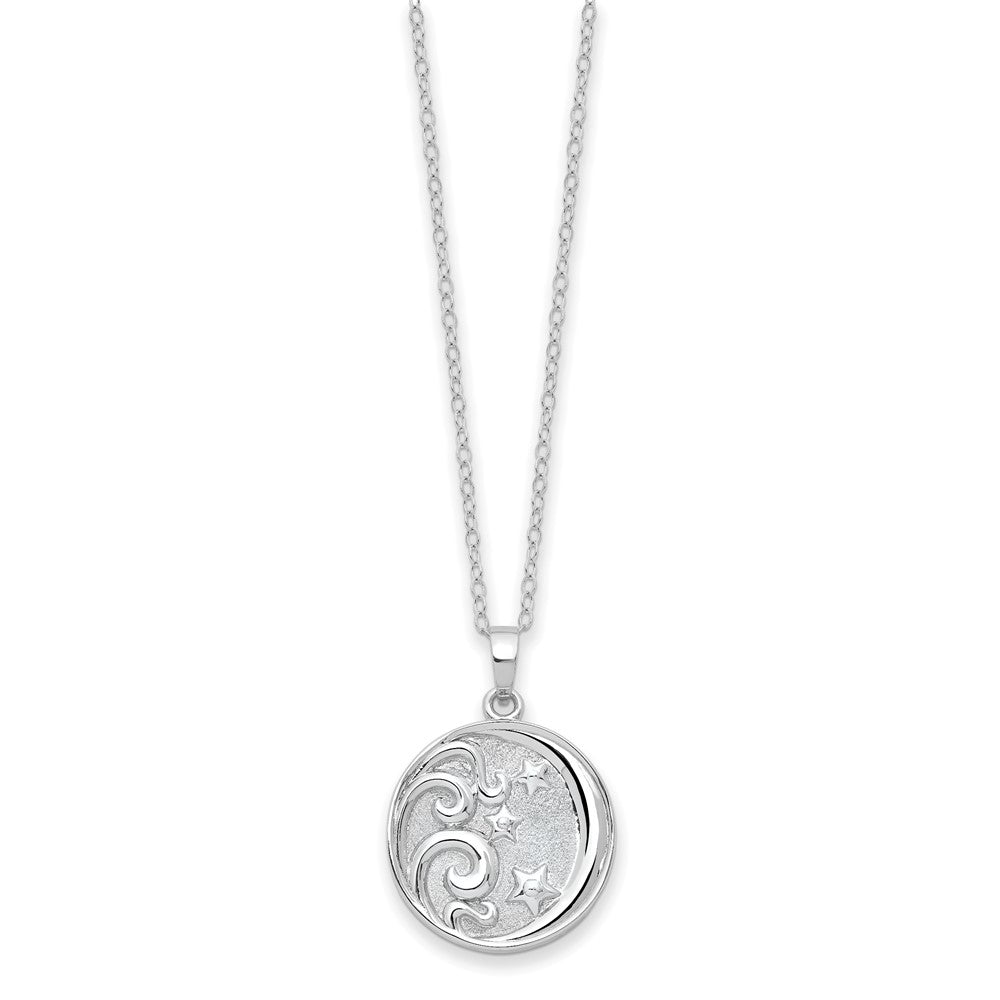 Sentimental Expressions 925 Sterling Silver  Antiqued Goodnight Ash Holder Necklace 18 Inches x 22 mm