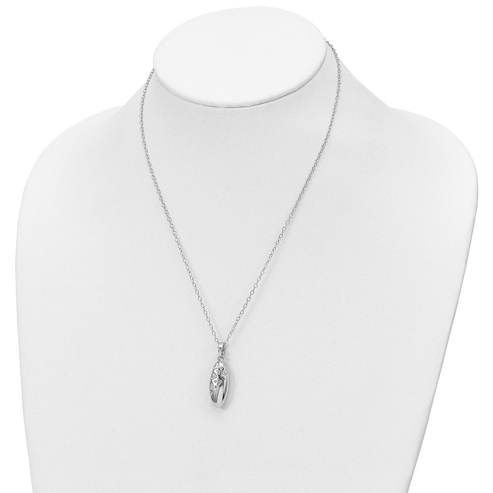 Sentimental Expressions 925 Sterling Silver  Scrolled Hearts Ash Holder Necklace 18 Inches x 10 mm