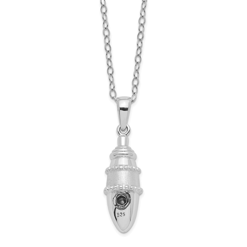 Sentimental Expressions 925 Sterling Silver Cable Beaded Bulb Shaped Ash Holder Necklace 18 Inches x 9 mm