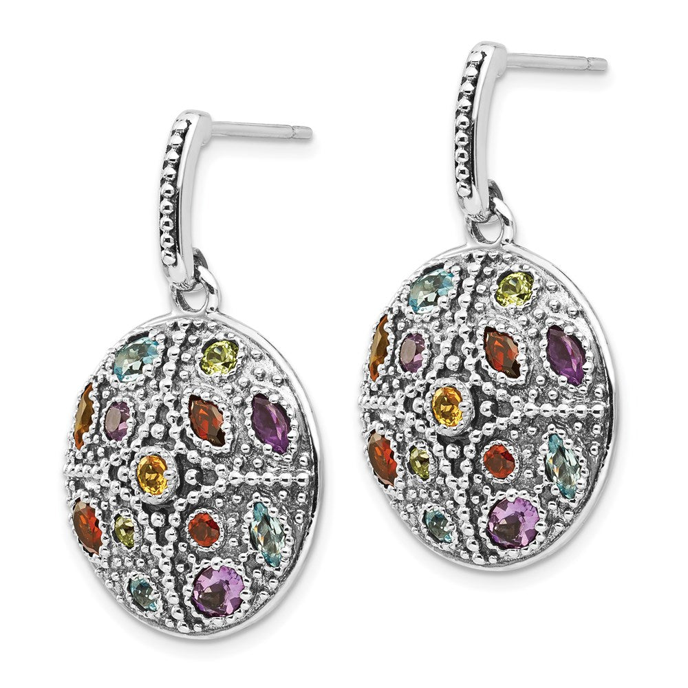 FJC Finejewelers 925 Sterling Silver with Antiqued Multi Stone Post Dangle Earrings 33 x 20 mm