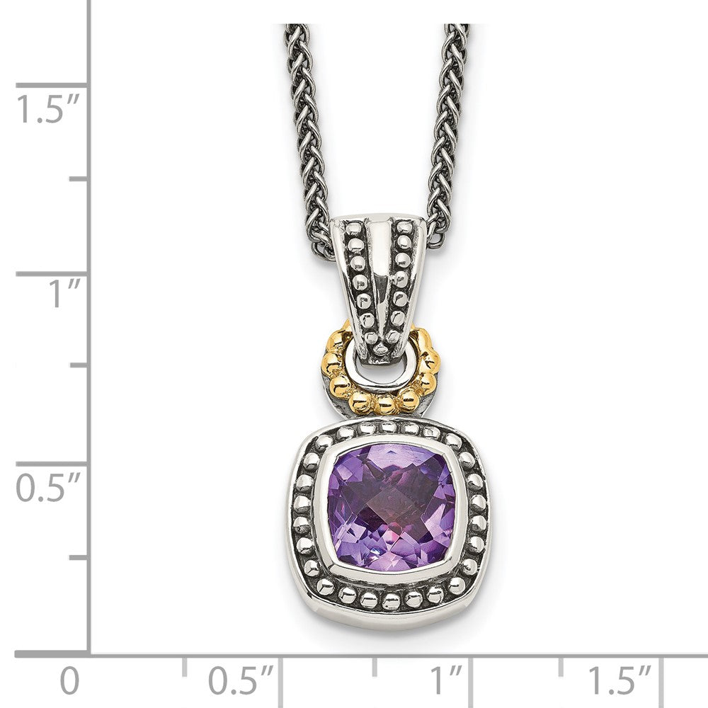 FJC Finejewelers Sterling Silver with 14kt Accent with Antiqued Amethyst Necklace 18 Inches x 14 mm