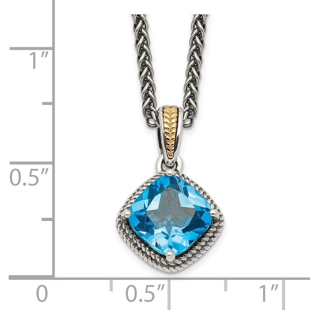 FJC Finejewelers Sterling Silver with 14k Accent Pendant with Antiqued Blue Topaz Necklace 12 mm
