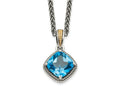 FJC Finejewelers Sterling Silver with 14k Accent Pendant with Antiqued Blue Topaz Necklace 12 mm