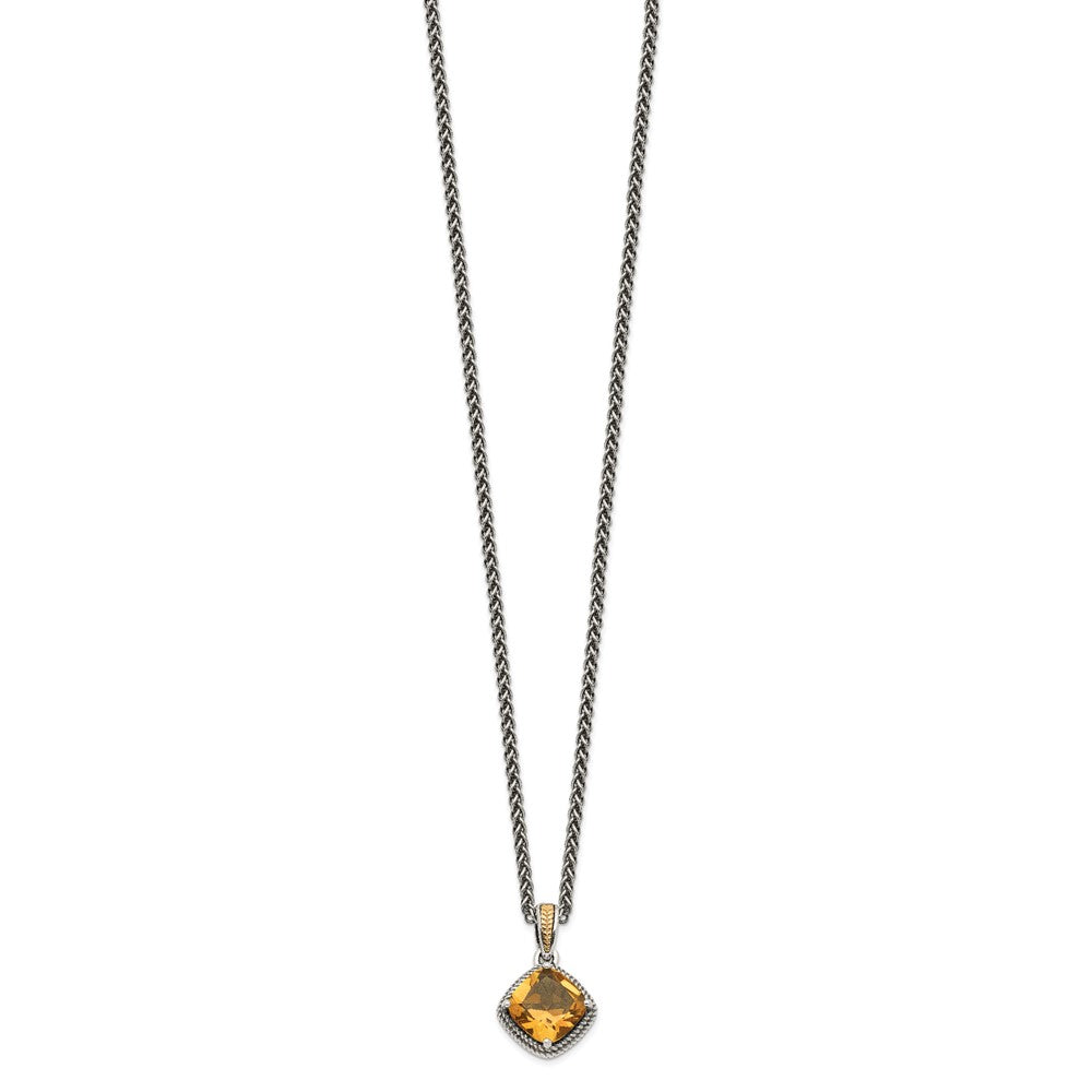 FJC Finejewelers Sterling Silver with 14k Accent Pendant with Antiqued Citrine Necklace 18 Inches x 11 mm
