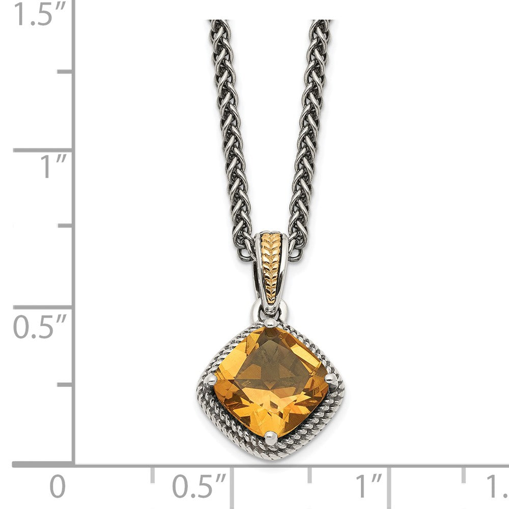 FJC Finejewelers Sterling Silver with 14k Accent Pendant with Antiqued Citrine Necklace 18 Inches x 11 mm