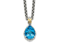 FJC Finejewelers Sterling Silver with 14k Accent Pendant  with Blue Topaz Necklace 18 Inches x 13 mm