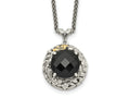 FJC Finejewelers Sterling Silver with 14k Accent Antiqued Onyx Necklace 18 Inches x 20 mm