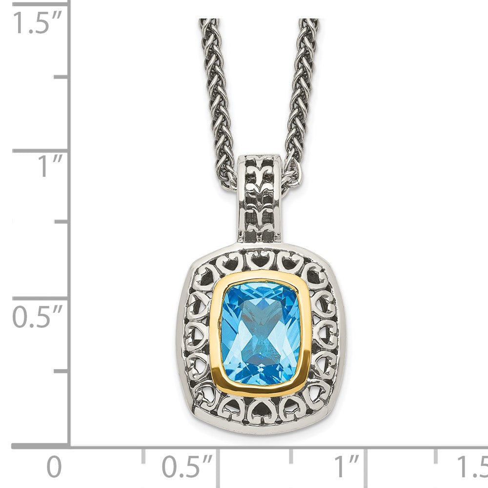 FJC Finejewelers Sterling Silver with 14kt Accent Light Swiss Blue Topaz Necklace 2.7 cttw 18 in Chain