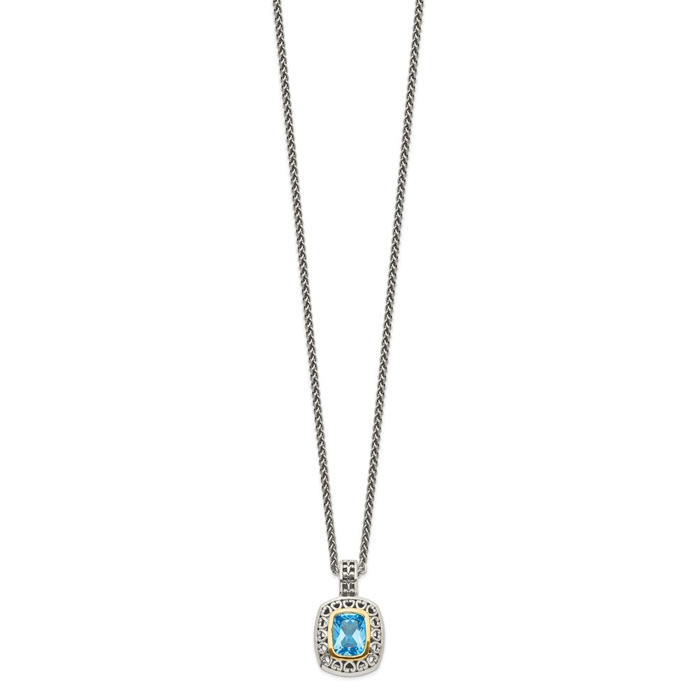 FJC Finejewelers Sterling Silver with 14kt Accent Light Swiss Blue Topaz Necklace 2.7 cttw 18 in Chain