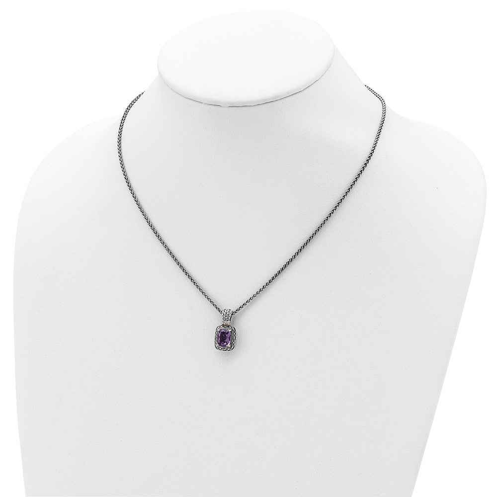 FJC Finejewelers Sterling Silver with 14kt Accent Amethyst Necklace 18 Inches Chain
