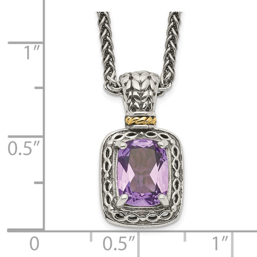 FJC Finejewelers Sterling Silver with 14kt Accent Amethyst Necklace 18 Inches Chain