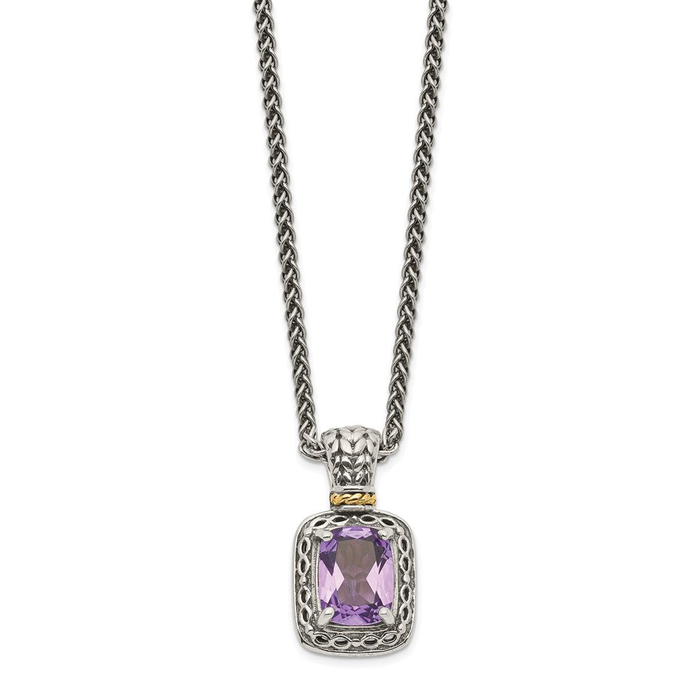 FJC Finejewelers Sterling Silver with 14kt Accent Amethyst Necklace 18 Inches Chain