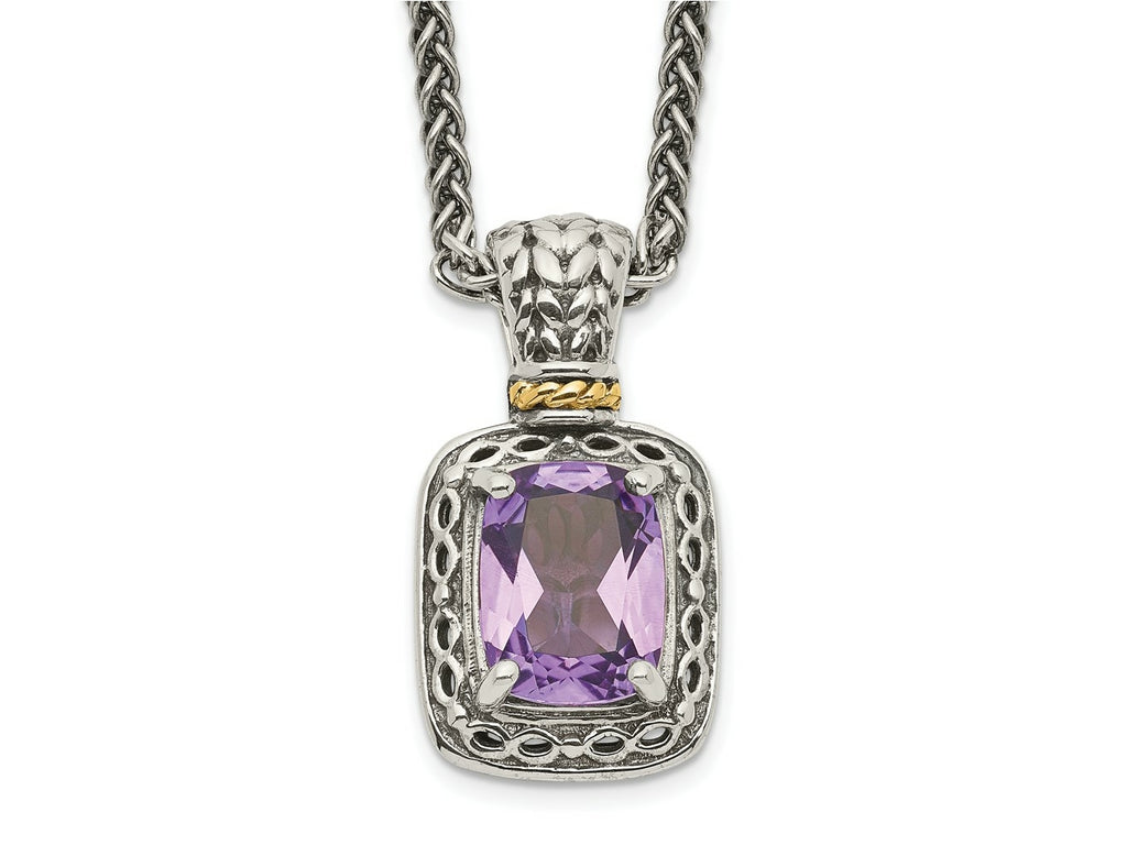 FJC Finejewelers Sterling Silver with 14kt Accent Amethyst Necklace 18 Inches Chain