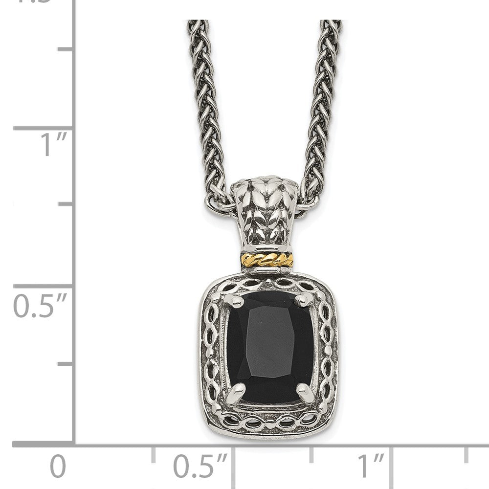 FJC Finejewelers  Sterling Silver with 14kt Accent Onyx Necklace 18 Inches
