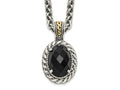 FJC Finejewelers Sterling Silver with 14kt Accent Spiga with Antiqued Onyx Necklace 18 Inches x 16 mm