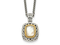 FJC Finejewelers Sterling Silver with 14kt Accent Fancy with Antiqued MOP Necklace 18 Inches x 14 mm
