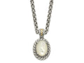 FJC Finejewelers Sterling Silver with 14kt Accent Fancy with Antiqued MOP Necklace 18 Inches x 16 mm