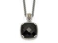 FJC Finejewelers Sterling Silver with 14kt Accent Antiqued with Onyx Necklace 18 Inches x 15 mm