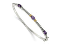 FJC Finejewelers Sterling Silver with 14kt Accent Antiqued with Amethyst Hinged Bangle 7.25 Inches x 7 mm