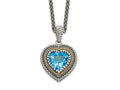 FJC Finejewelers Sterling Silver 14kt Accent Antiqued Swiss Blue Topaz Heart Necklace 18 Inches x 15 mm
