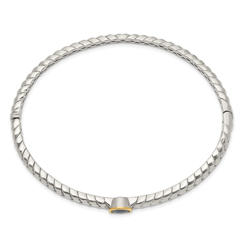 FJC Finejewelers Sterling Silver with 14kt Accent Antiqued with London Blue Topaz Bangle 13 mm