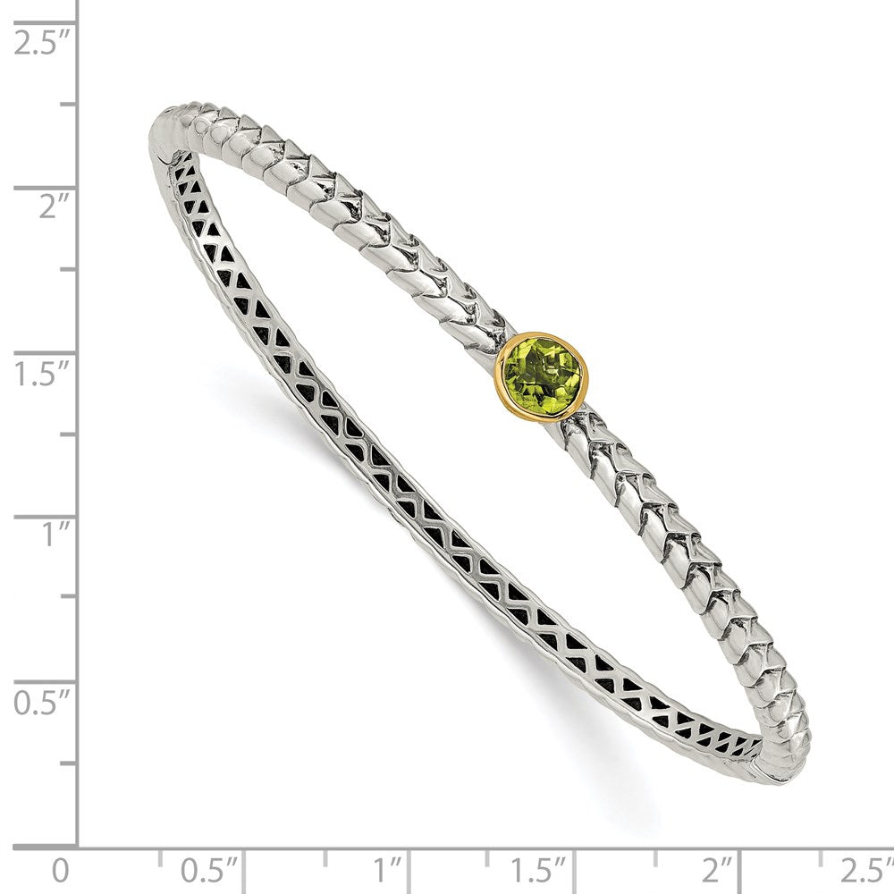 FJC Finejewelers Sterling Silver with 14kt Accent Antiqued with Peridot Bangle Bracelet 6 mm