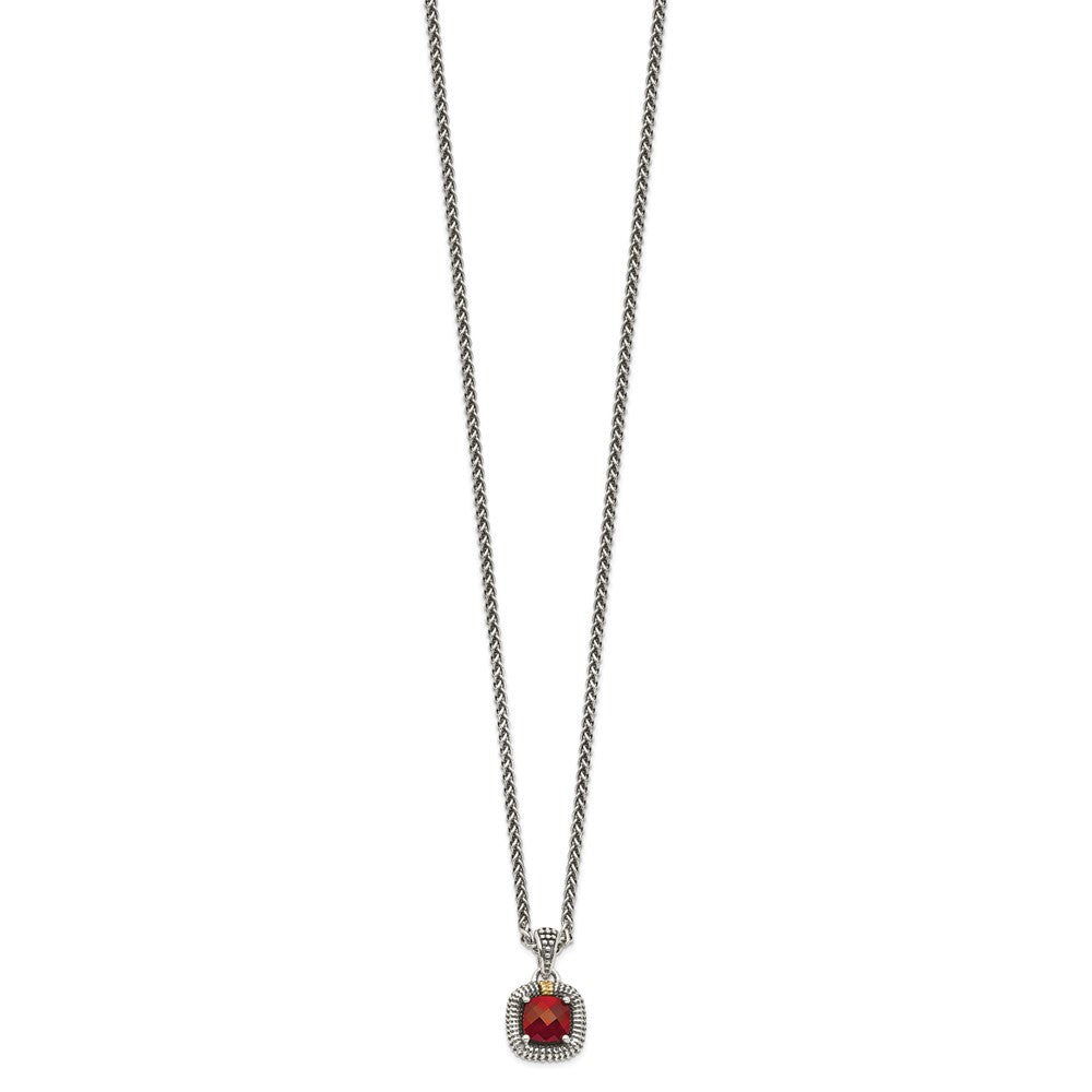 FJC Finejewelers Sterling Silver with 14kt Accent Necklace with Pendant Antiqued with Garnet