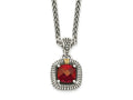 FJC Finejewelers Sterling Silver with 14kt Accent Necklace with Pendant Antiqued with Garnet