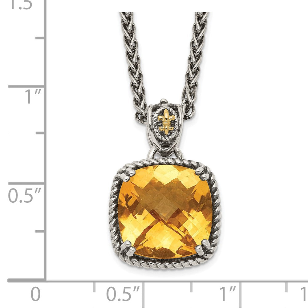 FJC Finejewelers Sterling Silver with 14kt Accent Antiqued with Citrine 18 Inches x 15 mm